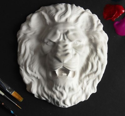 БАРЕЛЬЕФ "Голова льва ", белый, диаметр 18 см - фото 4650