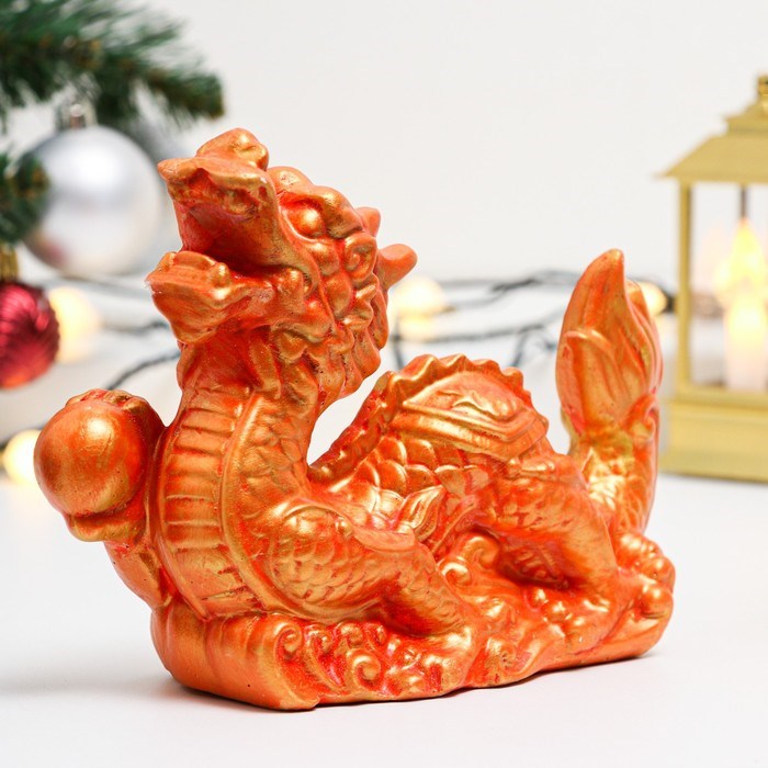 Фигура "Большой огненный дракон" красная с золотым - фото 95444