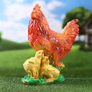 Садовая фигура "Курица с цыплятами" 35 см