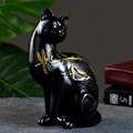Фигура "Кошка с узором" черная с позолотой - фото 94986