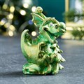 Фигура "Дракон с елкой" зеленый с позолотой - фото 95497